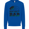 Ice Hockey Dad Fathers Day Kids Sweatshirt Jumper Royal Blue