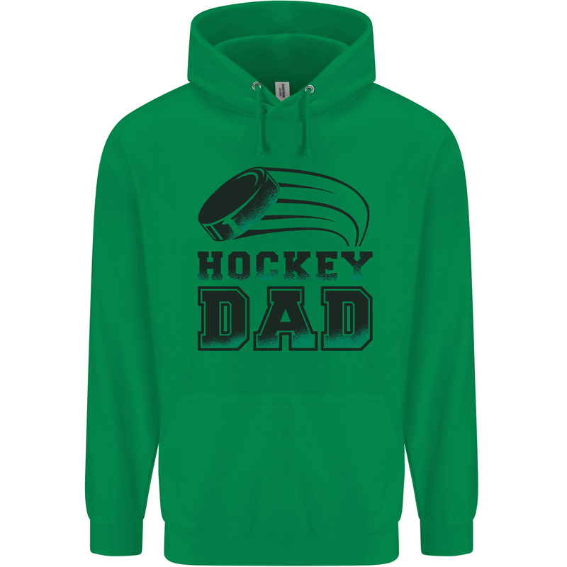 Ice Hockey Dad Fathers Day Mens 80% Cotton Hoodie Irish Green