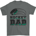 Ice Hockey Dad Fathers Day Mens T-Shirt 100% Cotton Charcoal
