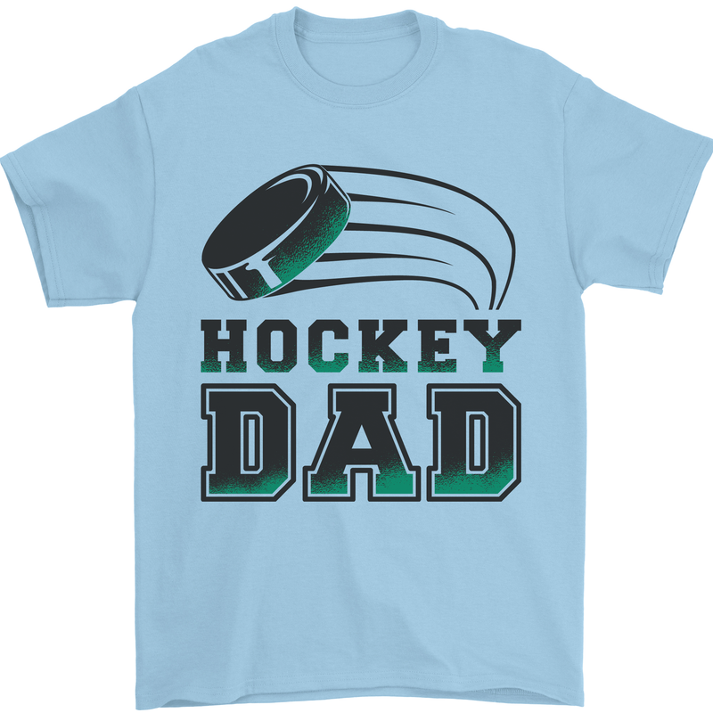 Ice Hockey Dad Fathers Day Mens T-Shirt 100% Cotton Light Blue