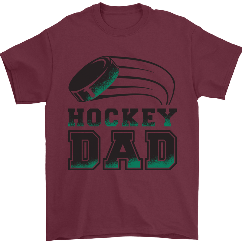 Ice Hockey Dad Fathers Day Mens T-Shirt 100% Cotton Maroon