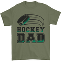 Ice Hockey Dad Fathers Day Mens T-Shirt 100% Cotton Military Green