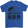 Ice Hockey Dad Fathers Day Mens T-Shirt 100% Cotton Royal Blue