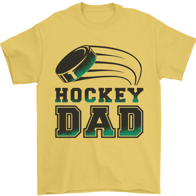 Ice Hockey Dad Fathers Day Mens T-Shirt 100% Cotton Yellow