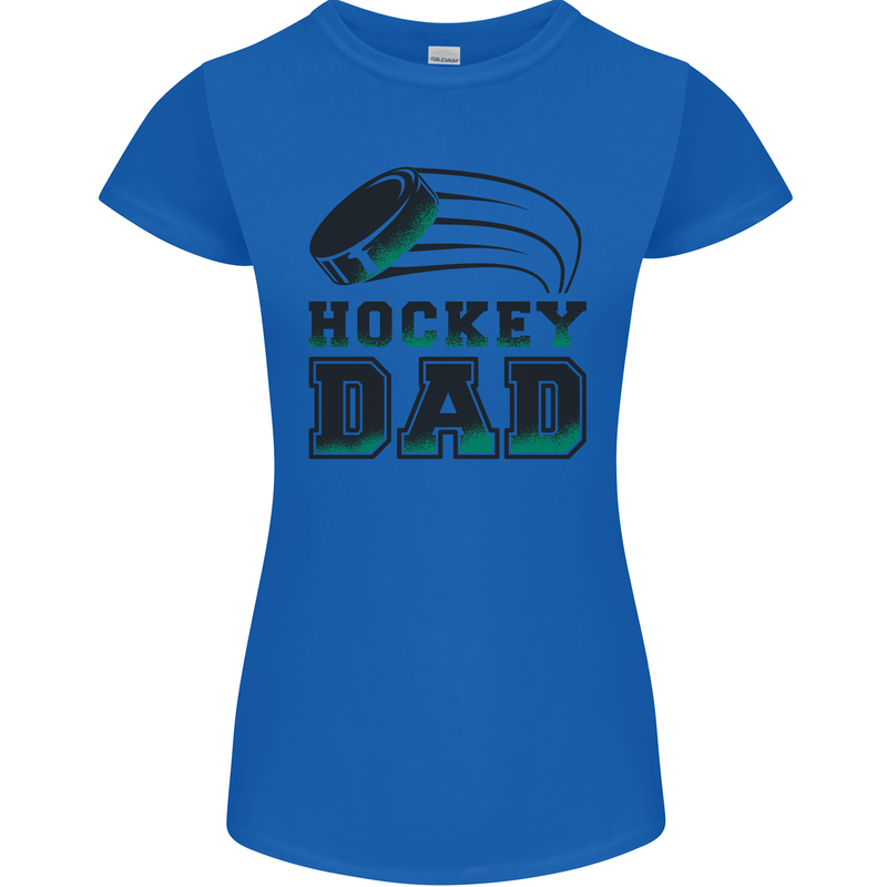 Ice Hockey Dad Fathers Day Womens Petite Cut T-Shirt Royal Blue