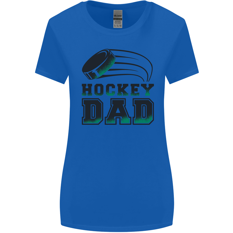 Ice Hockey Dad Fathers Day Womens Wider Cut T-Shirt Royal Blue