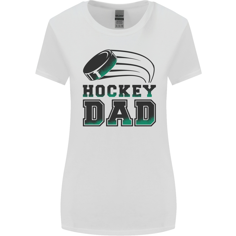Ice Hockey Dad Fathers Day Womens Wider Cut T-Shirt White