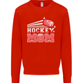 Ice Hockey Mom Mothers Day Kids Sweatshirt Jumper Bright Red