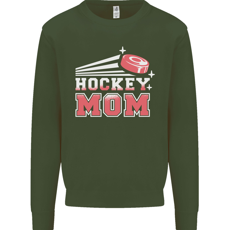 Ice Hockey Mom Mothers Day Mens Sweatshirt Jumper Forest Green