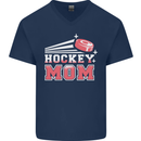 Ice Hockey Mom Mothers Day Mens V-Neck Cotton T-Shirt Navy Blue