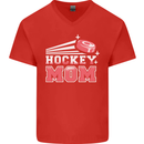Ice Hockey Mom Mothers Day Mens V-Neck Cotton T-Shirt Red