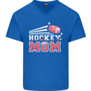 Ice Hockey Mom Mothers Day Mens V-Neck Cotton T-Shirt Royal Blue