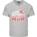 Ice Hockey Mom Mothers Day Mens V-Neck Cotton T-Shirt Sports Grey