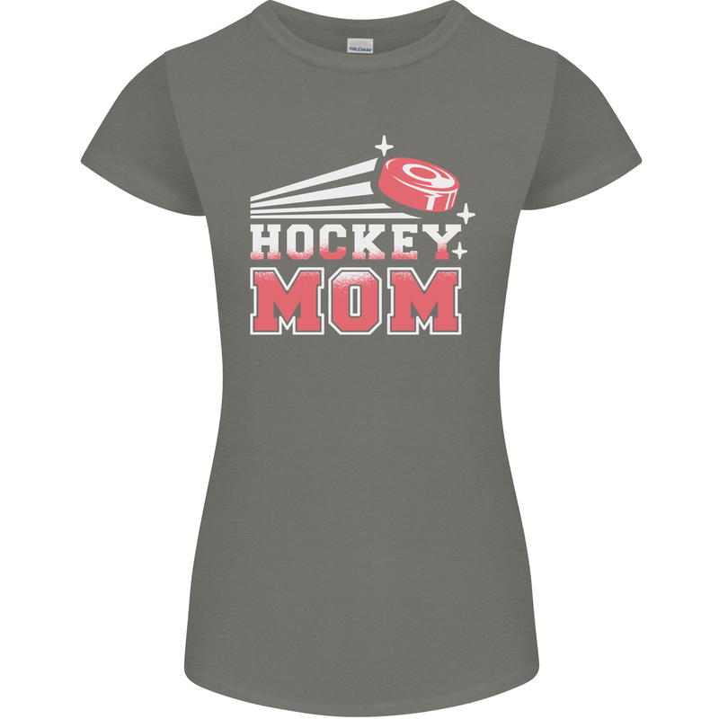 Ice Hockey Mom Mothers Day Womens Petite Cut T-Shirt Charcoal