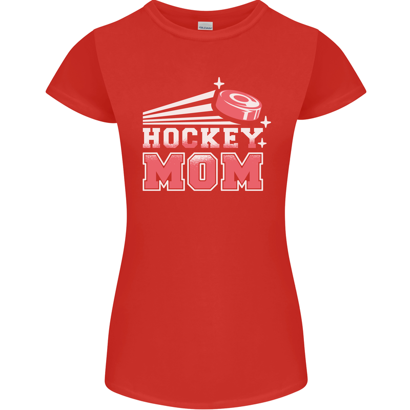 Ice Hockey Mom Mothers Day Womens Petite Cut T-Shirt Red