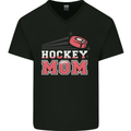 Ice Hockey Mum Mothers Day Mens V-Neck Cotton T-Shirt Black