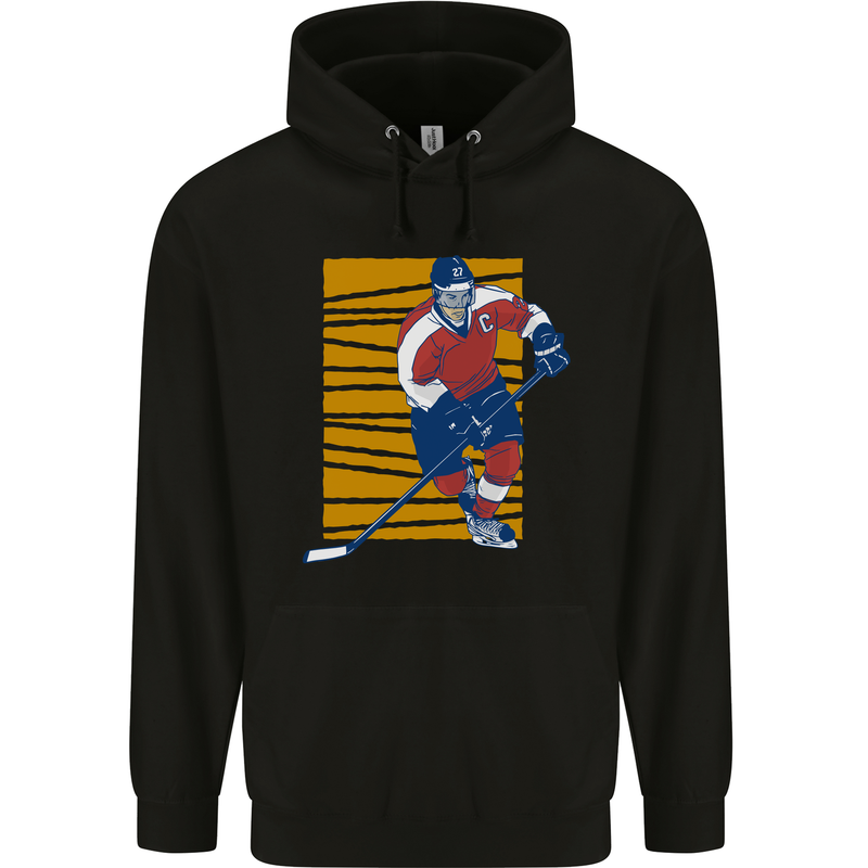 Ice Hockey Player Childrens Kids Hoodie Black