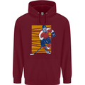 Ice Hockey Player Childrens Kids Hoodie Maroon