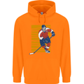 Ice Hockey Player Childrens Kids Hoodie Orange