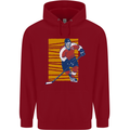 Ice Hockey Player Childrens Kids Hoodie Red