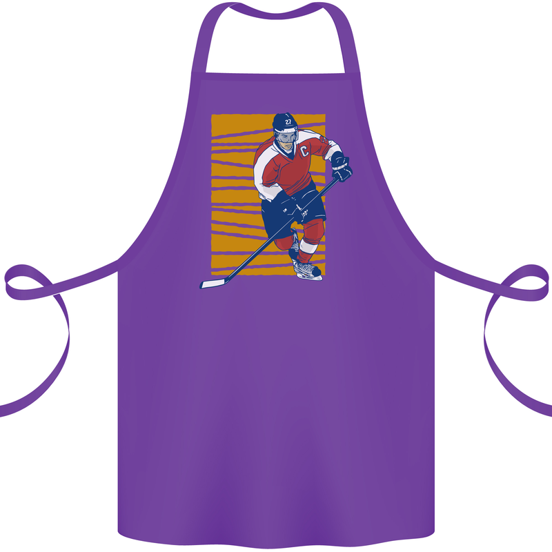 Ice Hockey Player Cotton Apron 100% Organic Purple