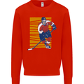 Ice Hockey Player Kids Sweatshirt Jumper Bright Red