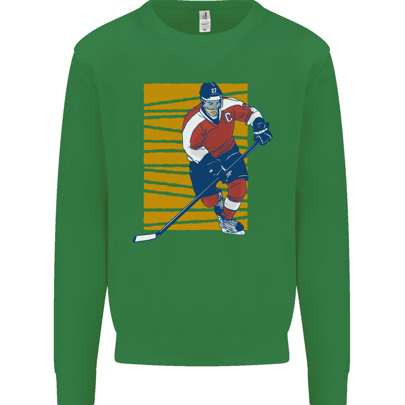 Ice Hockey Player Kids Sweatshirt Jumper Irish Green