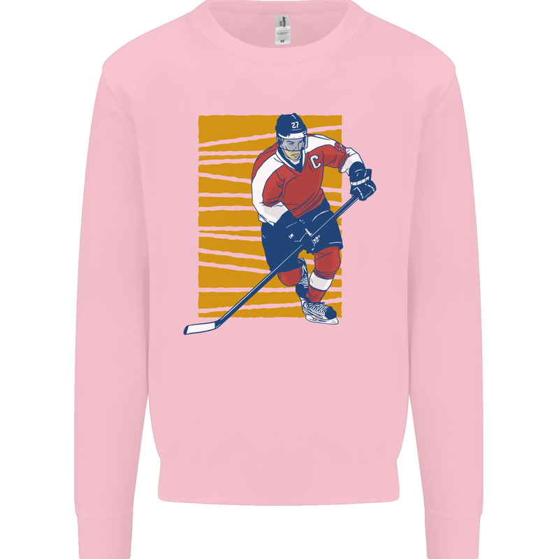 Ice Hockey Player Kids Sweatshirt Jumper Light Pink