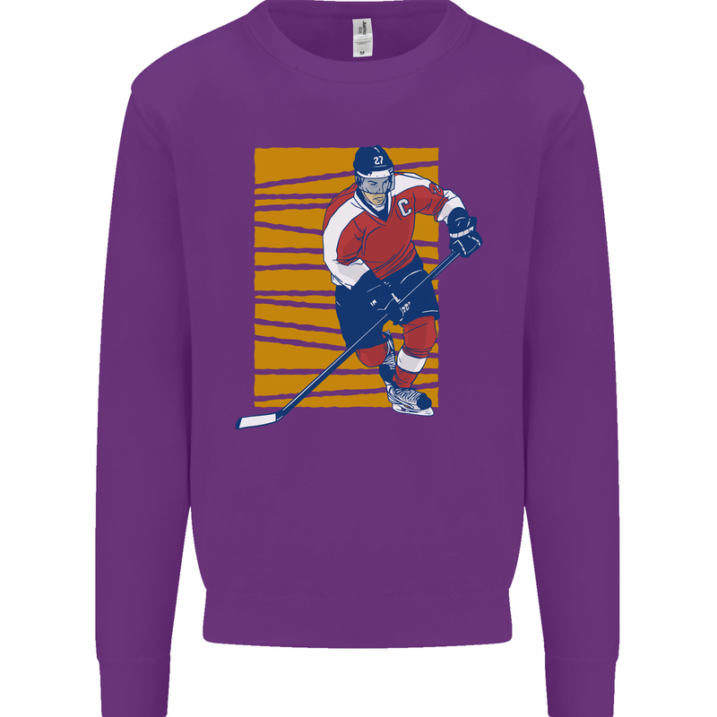 Ice Hockey Player Kids Sweatshirt Jumper Purple