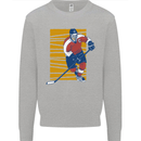 Ice Hockey Player Kids Sweatshirt Jumper Sports Grey