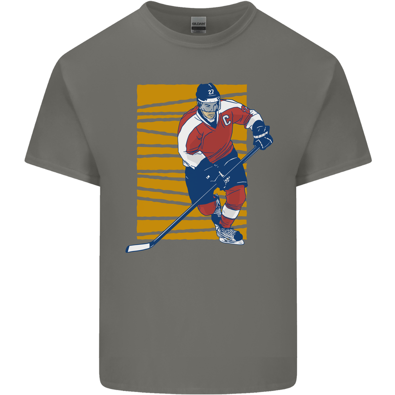 Ice Hockey Player Kids T-Shirt Childrens Charcoal