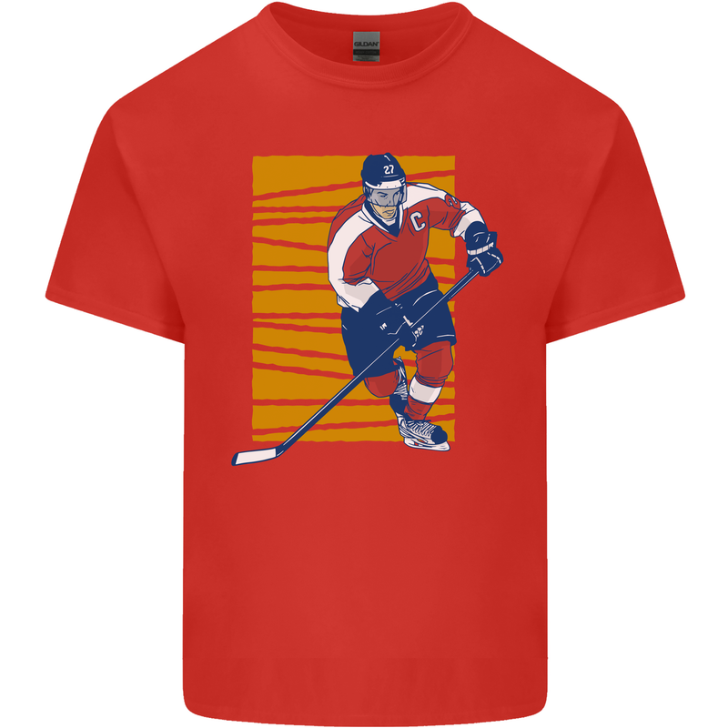 Ice Hockey Player Kids T-Shirt Childrens Red