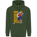 Ice Hockey Player Mens 80% Cotton Hoodie Forest Green