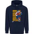Ice Hockey Player Mens 80% Cotton Hoodie Navy Blue