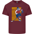 Ice Hockey Player Mens Cotton T-Shirt Tee Top Maroon