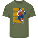 Ice Hockey Player Mens Cotton T-Shirt Tee Top Military Green