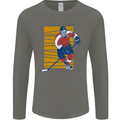 Ice Hockey Player Mens Long Sleeve T-Shirt Charcoal