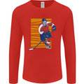 Ice Hockey Player Mens Long Sleeve T-Shirt Red