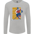 Ice Hockey Player Mens Long Sleeve T-Shirt Sports Grey