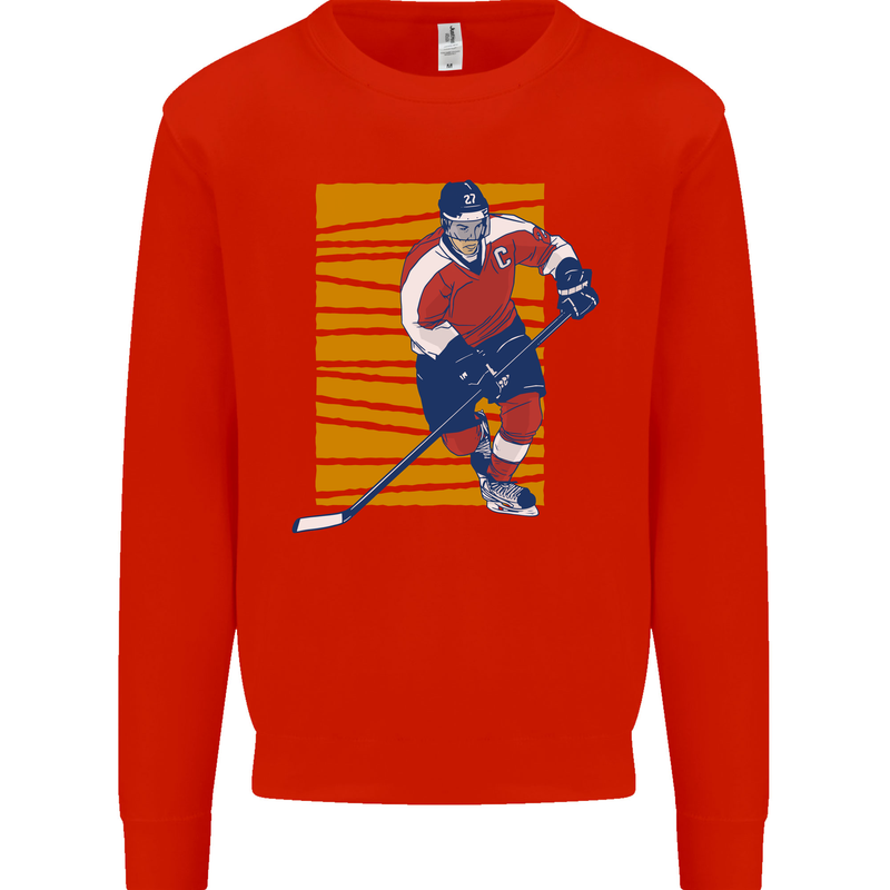 Ice Hockey Player Mens Sweatshirt Jumper Bright Red