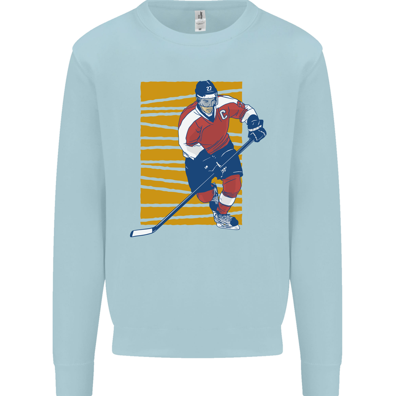 Ice Hockey Player Mens Sweatshirt Jumper Light Blue