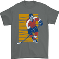 Ice Hockey Player Mens T-Shirt 100% Cotton Charcoal