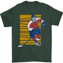 Ice Hockey Player Mens T-Shirt 100% Cotton Forest Green