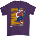 Ice Hockey Player Mens T-Shirt 100% Cotton Purple