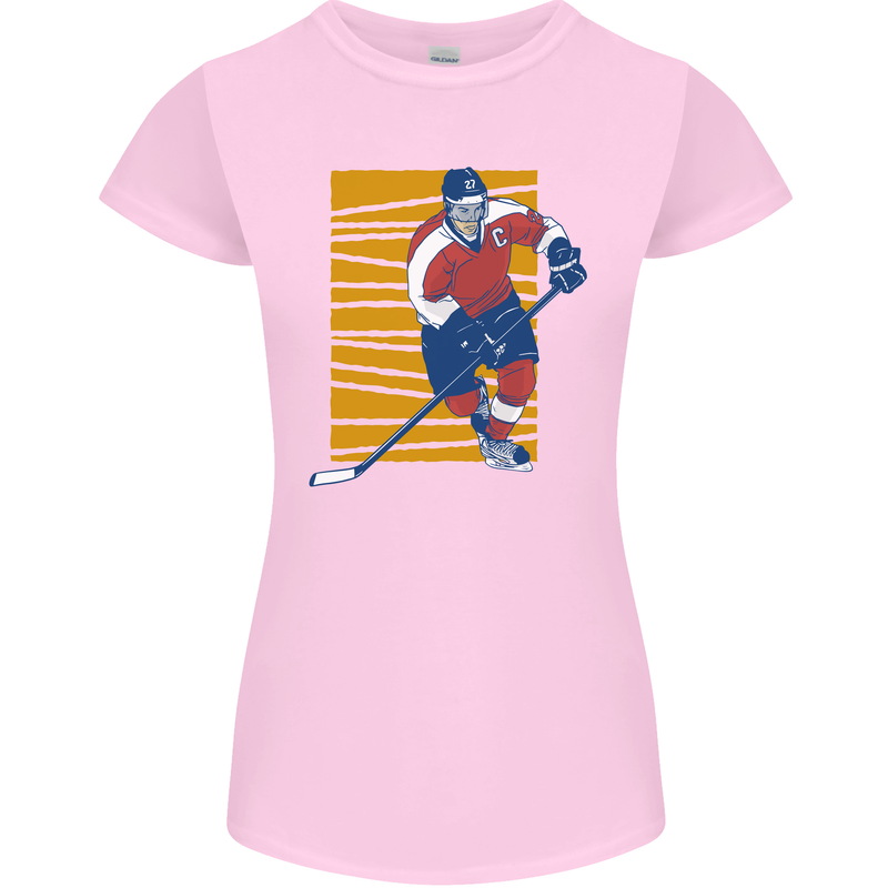Ice Hockey Player Womens Petite Cut T-Shirt Light Pink