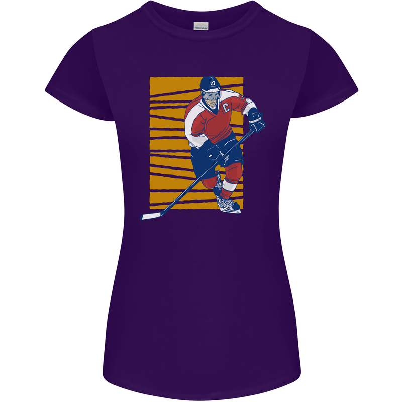 Ice Hockey Player Womens Petite Cut T-Shirt Purple