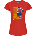 Ice Hockey Player Womens Petite Cut T-Shirt Red