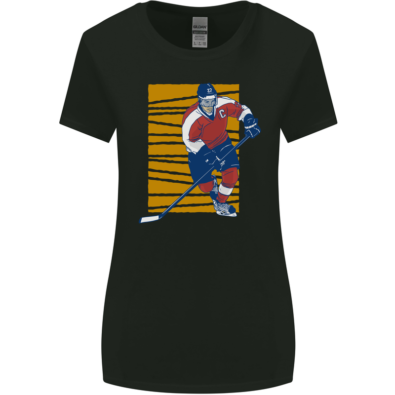 Ice Hockey Player Womens Wider Cut T-Shirt Black