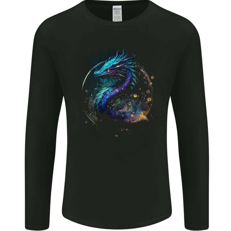 Ice Water Dragon Mens Long Sleeve T-Shirt Black