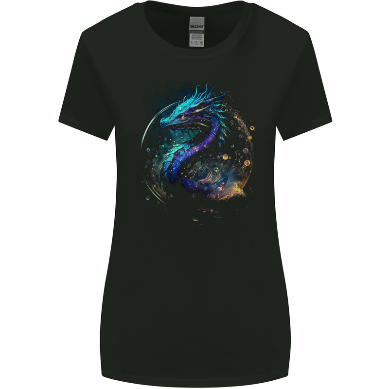 Ice Water Dragon Womens Wider Cut T-Shirt Black